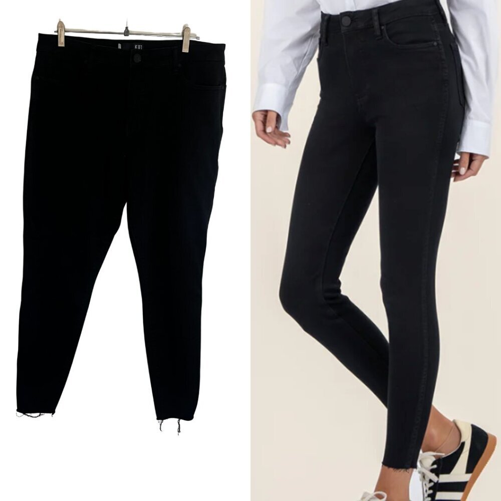 Kut from the Kloth Black Donna High Rise Ankle Skinny Distressed Hem Jeans